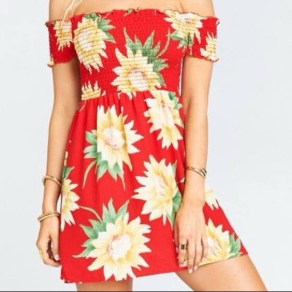 Show Me Your MuMu Dolly Red Sunflower Mini Dress